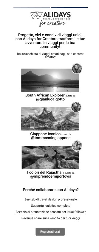 Mobile landing page with trips created by other creators and the sign-up button